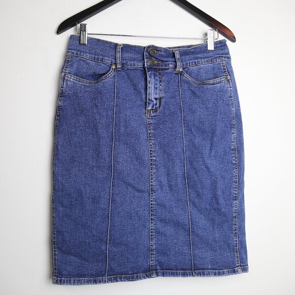 Vintage Dresses & Skirts - Vintage Urban Star Mid Length Denim Jean Blue Wash Mini Short Skirt Size 10